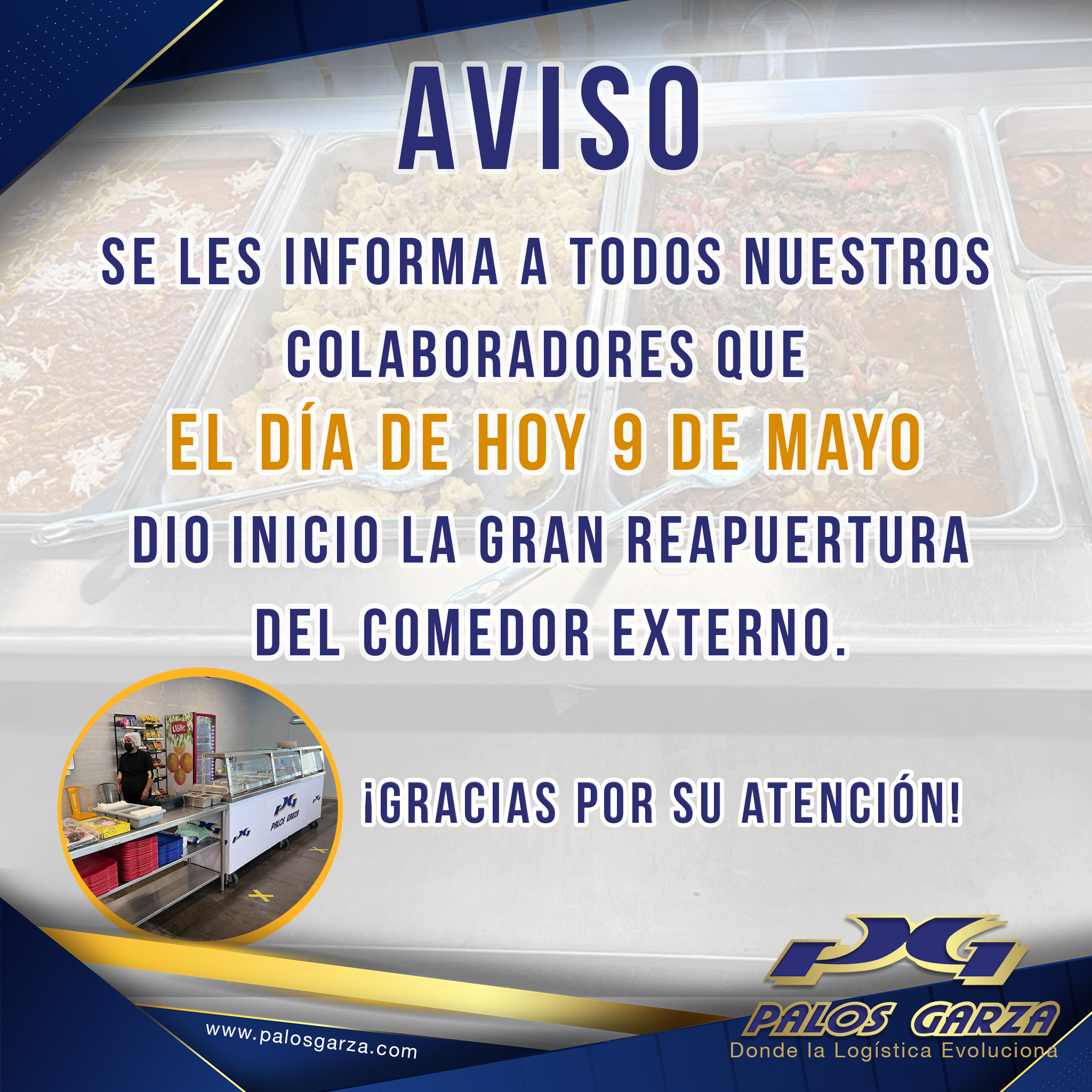 Aviso/ Reapertura comedor externo.